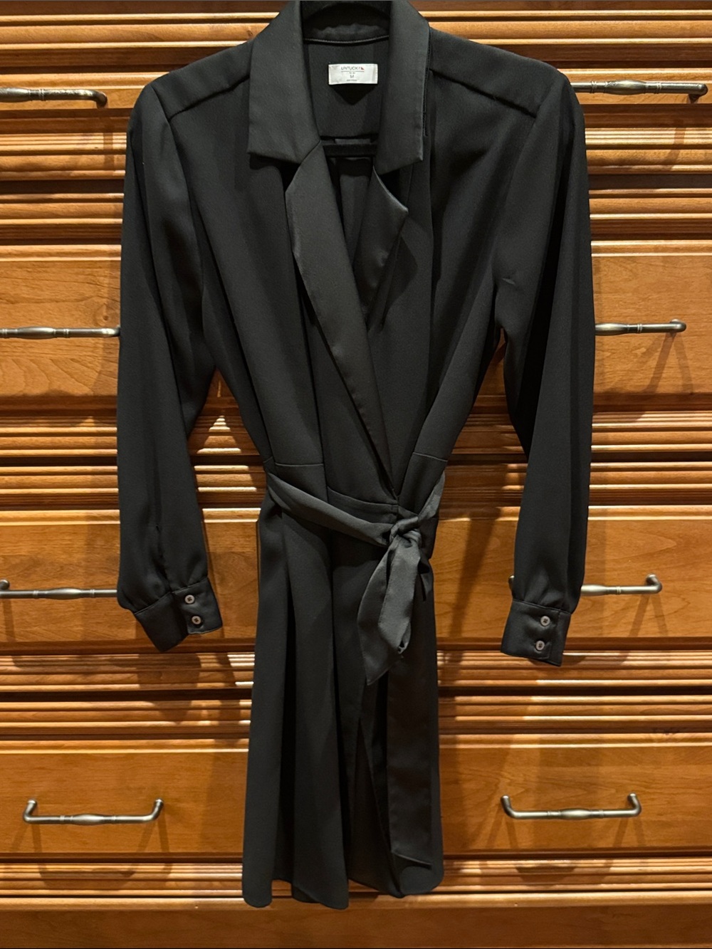 UNTUCKit Black Wrap Dress with Tie Waist
